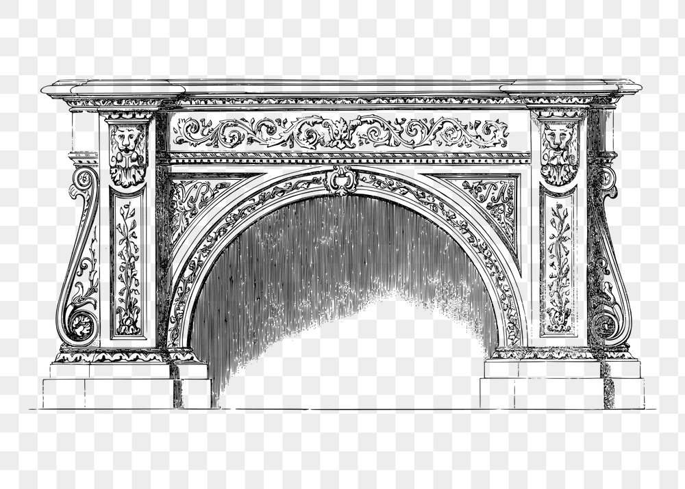 Ornate fireplace png sticker, interior | Free PNG - rawpixel