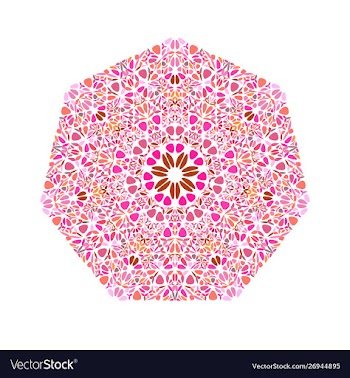 Ornate floral heptagon symbol - geometric vector image
