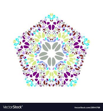 Ornate geometrical petal ornament pentagon logo vector image