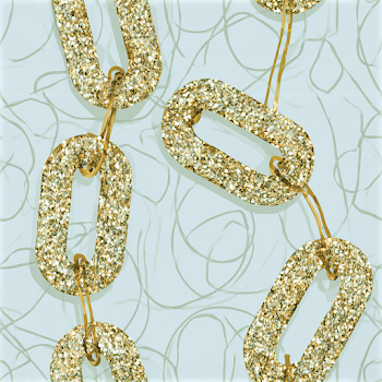 Ornate Gold Chain Link Pattern on Icy Blue Background