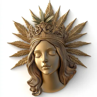 Ornate Golden Saint Logo with Cannabis Crown Ornate Golden Saint Logo with Cannabis Crown