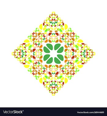 Ornate isolated abstract flower diagonal square vector image
