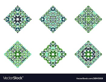 Ornate isolated abstract petal diagonal square vector image
