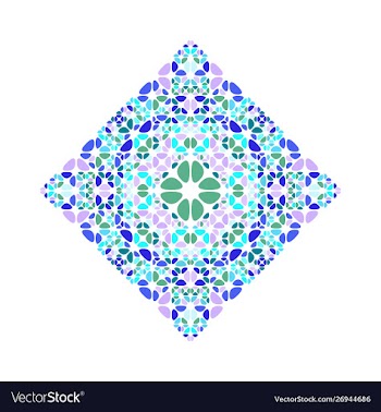 Ornate isolated geometrical flower diagonal vector image