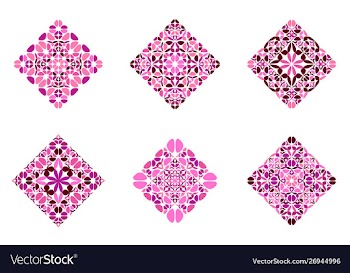 Ornate isolated geometrical petal diagonal square vector image