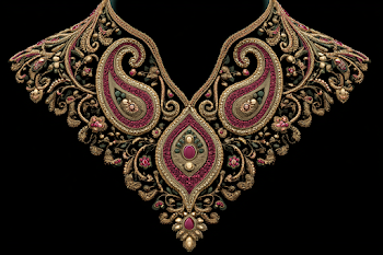 Ornate Mughal Embroidery Neckline Design
