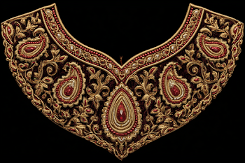 Ornate Mughal Neckline Embroidery Design