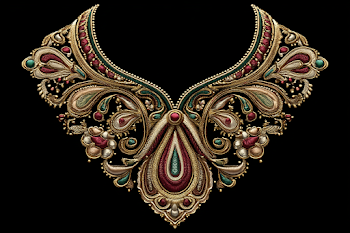 Ornate Mughal Neckline Embroidery Design