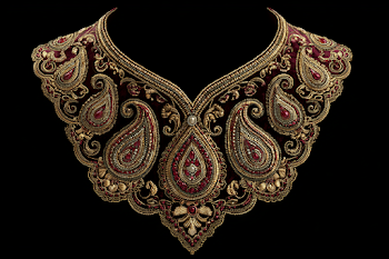 Ornate Mughal Neckline Embroidery Design