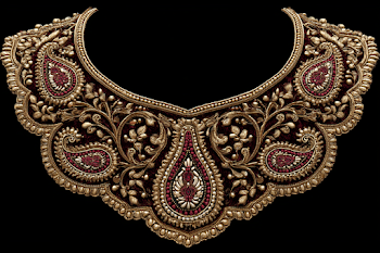 Ornate Mughal Neckline Embroidery Design