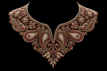 Ornate Mughal Neckline Embroidery Design