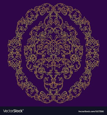 Ornate oval element in Eastern style on vector image