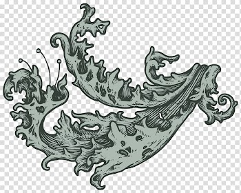 Ornate Pattern lined for Ornate Typography Tute, green waves art transparent background PNG clipart