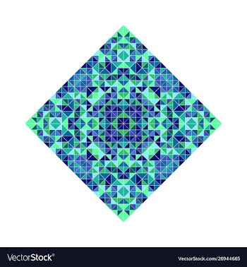 Ornate polygonal tiled mosaic diagonal square vector image