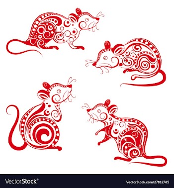 Ornate rat set chinese new year 2020 year the vector image