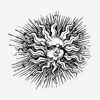Ornate sun drawing clipart, celestial | Free PSD - rawpixel