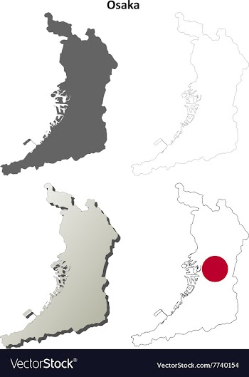 Osaka blank outline map set vector image