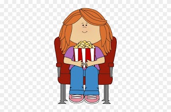 Oscar Clipart Watch Film - Cartoon Girl Watching Movie