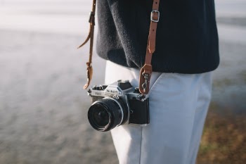 Our camera strap with the great Nikon FM2!
