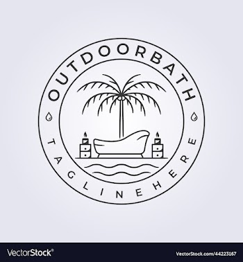 outdoor bath badge line logo cozy and relaxation