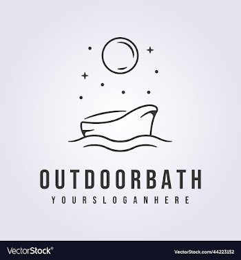 outdoor bath bathtub line logo take a bath under