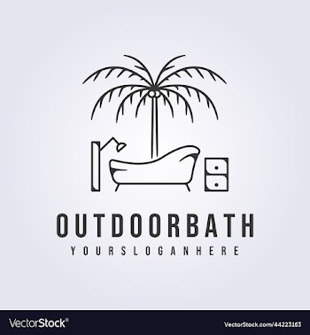 outdoor beach bathtub line logo