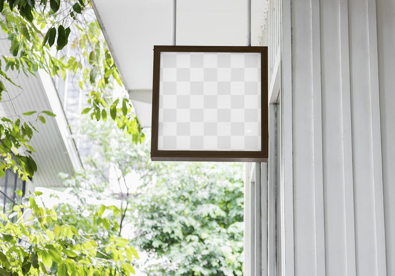 Outdoor sign png mockup, hanging | Free PNG Mockup - rawpixel