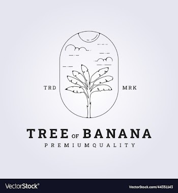outline banana tree logo in badge sunny forest