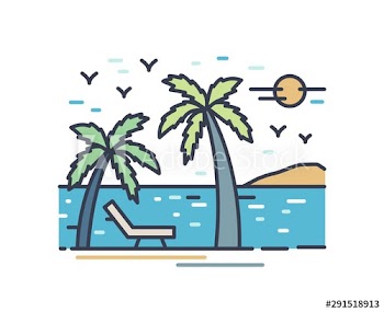 Outline colorful vacation scenery