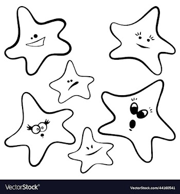 outline cute stars set isolated on white