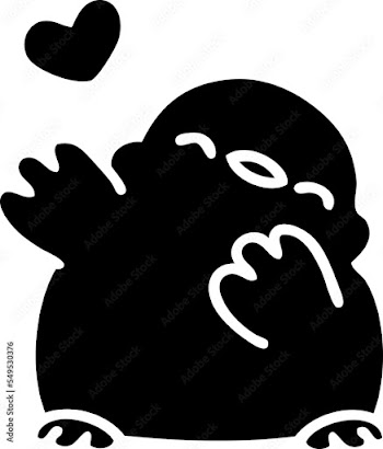 outline doodle of a cute baby bird with love heart