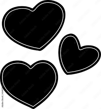 outline doodle set of love hearts
