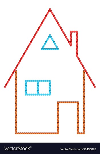 outline of a house made of 3d cubes