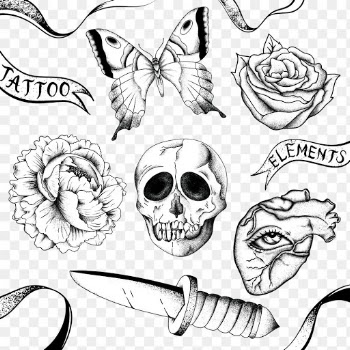 Outline old school flash tattoo png vintage symbol collection