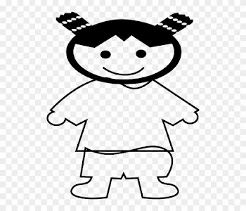 Outline, People, Happy, Kid, Girl, Cartoon, Chinese - Fat Girl Clipart Black N White