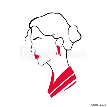 Outline profile portrait of classy stylish young lady