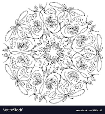 outline round flower pattern in mehndi style for