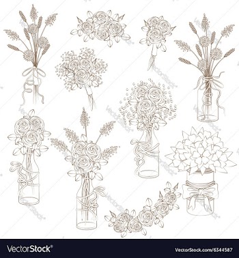  					Outline rustic bouquets vector&nbsp;image														