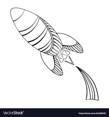 outline space ship isolated on white background