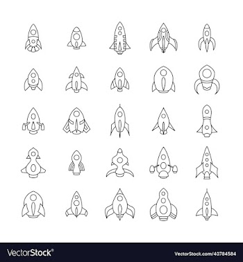 outlined rockets collection perfect for games
