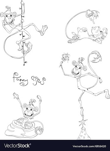 Outlines Funny Apes vector image
