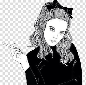 Outlines, woman smoking sketch transparent background PNG clipart