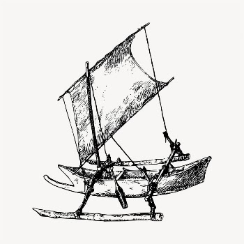 Outrigger boat illustration clipart vector. | Free Vector - rawpixel