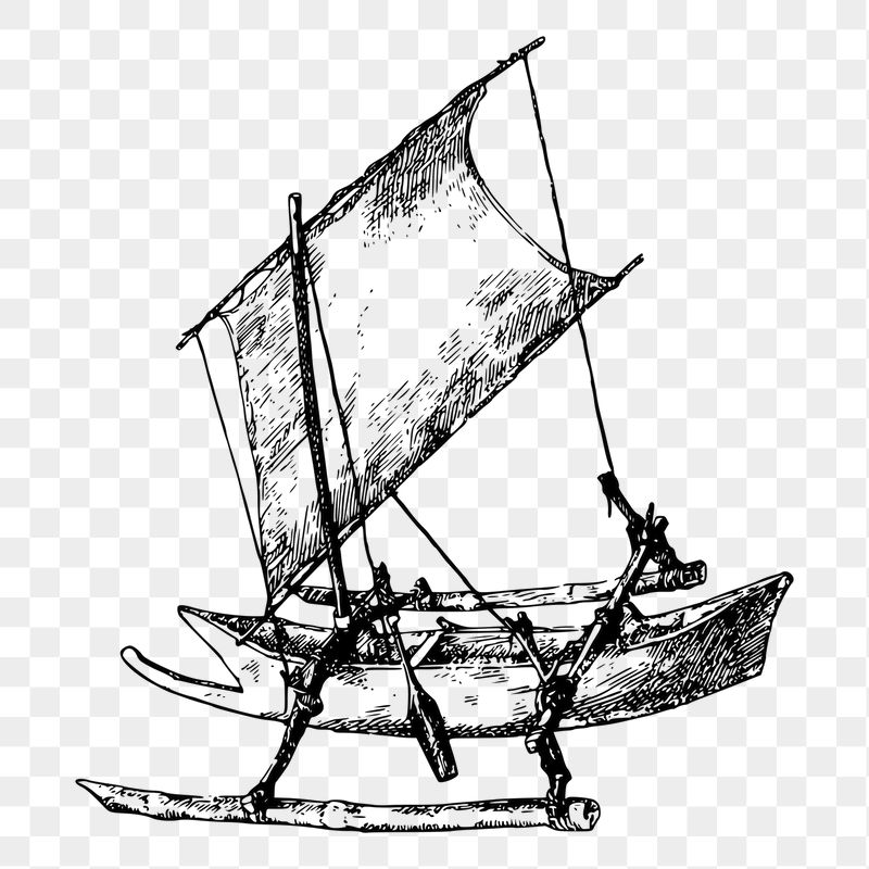 Outrigger boat png sticker illustration, | Free PNG - rawpixel
