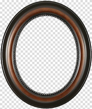 Oval brown and black wooden frame transparent background PNG clipart