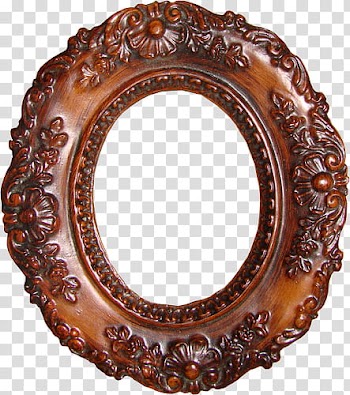 Oval brown floral embossed frame transparent background PNG clipart