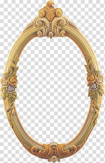 Oval brown floral frame, Frames Mirror Gold , mirror transparent background PNG clipart