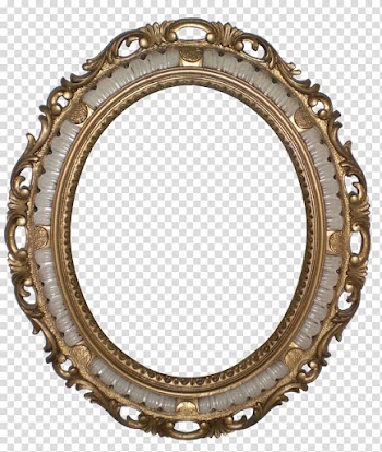 Oval gold and gray floral frame, Magic Mirror , Mirror transparent background PNG clipart