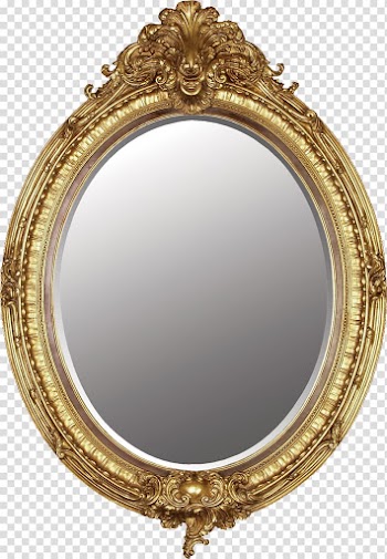 Oval mirror with brown frame, Magic Mirror Queen Mirror , Mirror transparent background PNG clipart