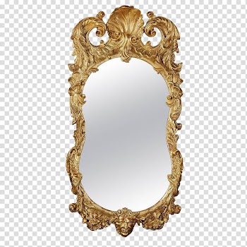 , oval mirror with brown wooden frame transparent background PNG clipart